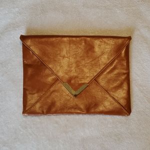 Brown Faux Leather Clutch